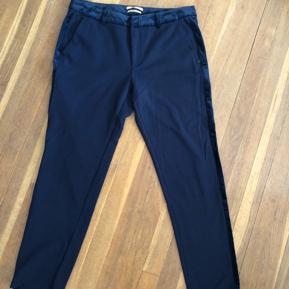 Scotch and soda navy pants, velvet trim